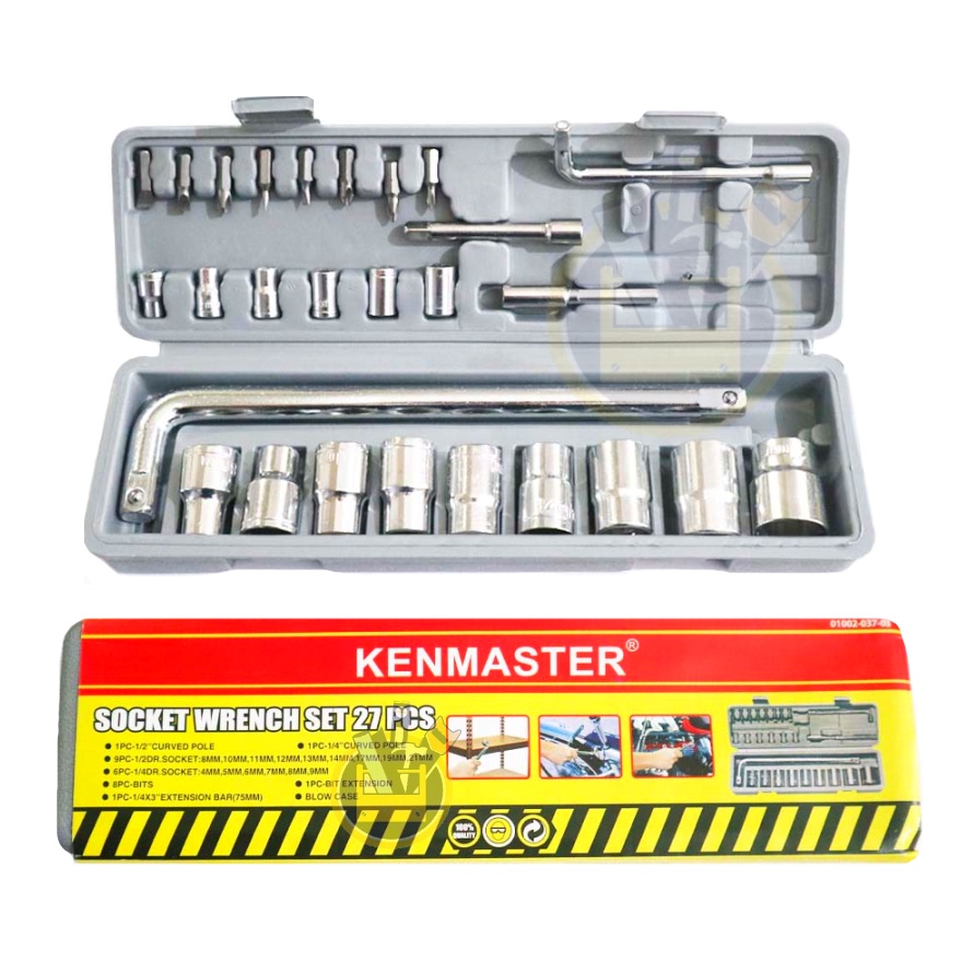 KENMASTER Kunci Sok Set 27 Pcs Sock Shock Motor Socket / Kunci Sock Socket Set 27pcs Socket Wrench