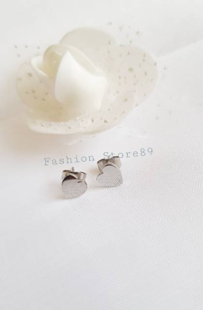 Anting tusuk love polos import titanium gold white Antikarat anting anak dewasa simple