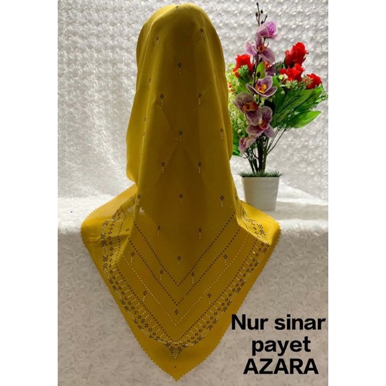 Jilbab/kerudung/hijab segi empat  Nur sinar payet AZARA size 110x110cm