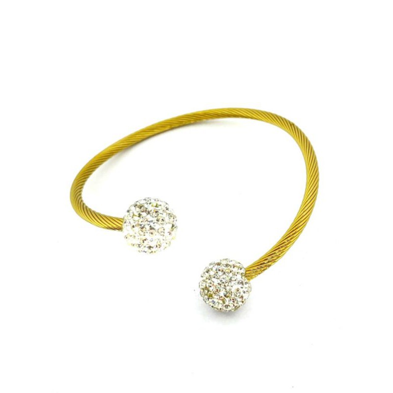 Gelang titanium gold pentol bulat mata full diamond N30032010