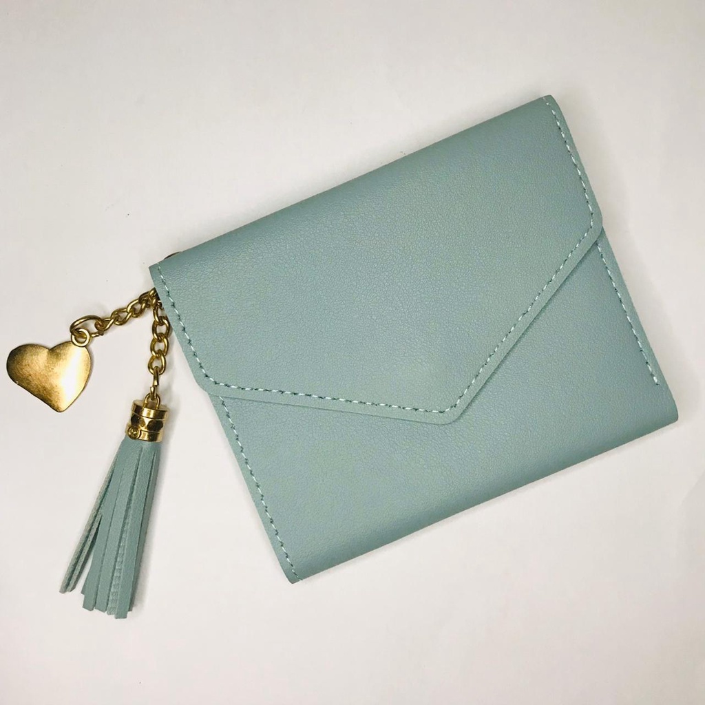 ⭐Gogoland⭐ WD008 Dompet Lipat Import Korea DL15 Rumbai Rumbai Dompet Murah-BIRU TERANG