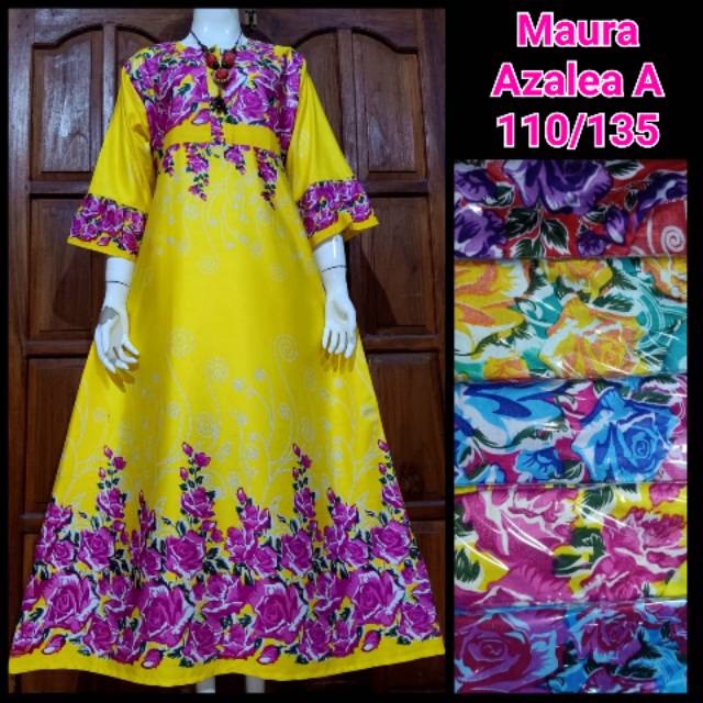 MAURA - dress wanita rayon motif bunga rambat daster busui kekinian lengan panjang 7/8  payung adem