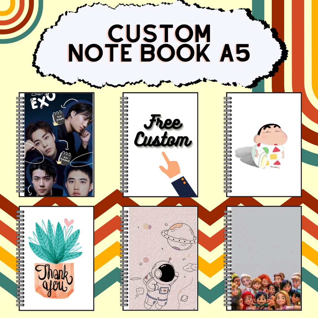 

Custom Notebook / Diary book Ukuran A5 - Custom Cover Notes (100 Halaman / 50 Lembar) Notebook Spiral A5