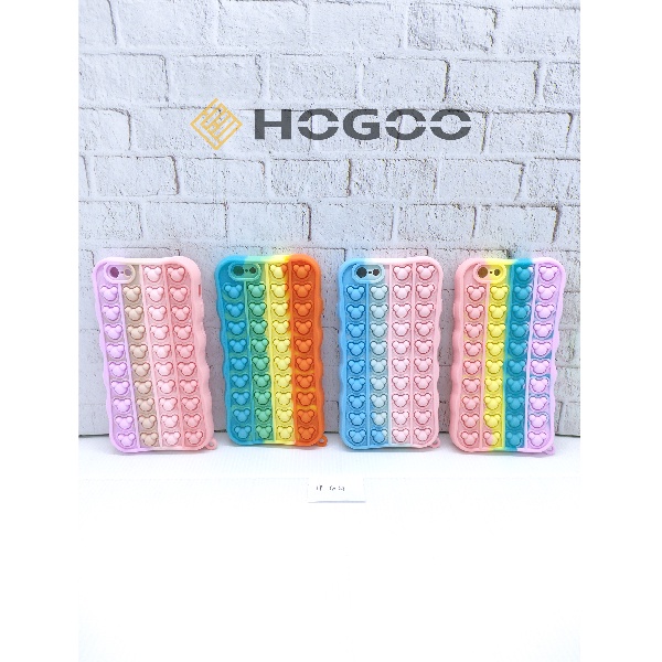 HOGOO CASE POP IT SILICONE IPHONE 6 6G - CASE PENGHILANG STRESS PUSH IT BUBBLE CASE RAINBOW