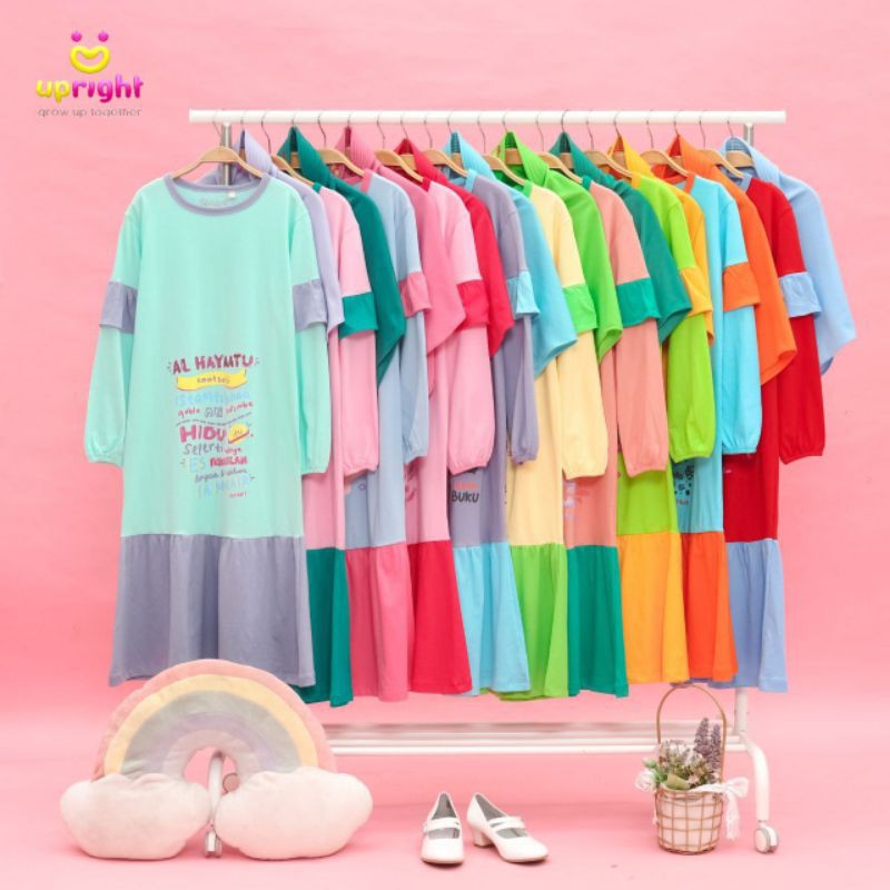 Upright Gamis  Anak Perempuan Size 4-12T Set Jilbab