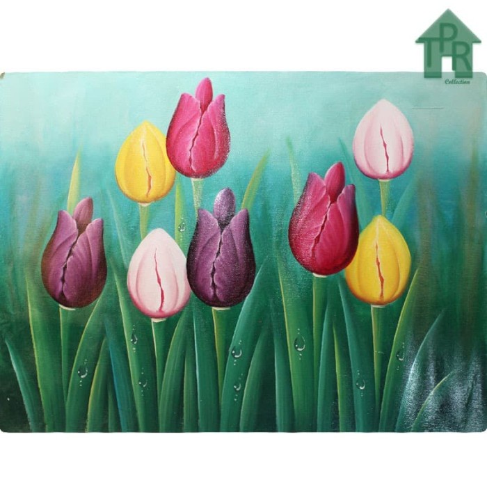 Lukisan Asli - Bunga Tulip Landscape 60x80cm.