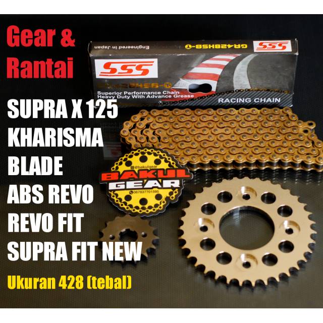 Gear set sss Supra x 125 Supra x125 Kharisma Blade Revo Supra fit new HSBT 428 (30-40)
