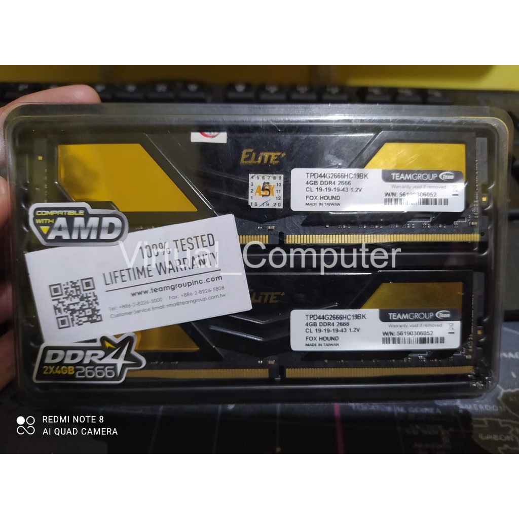 RAM PC Team Elite+ 8GB (2x4GB) 2666Mhz DDR4 Dual Channel KIT kenceng
