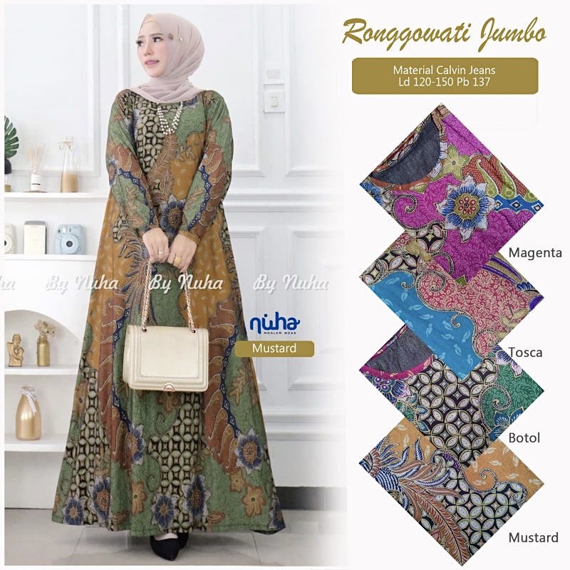 Ronggowati Jumbo - Gamis Calvin Jeans Terbaru LD110+ Jumbo / 023-6867