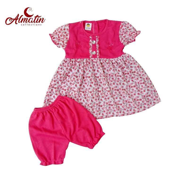 Setelan Dress Bayi 3-18 Bulan, Baju Bayi Perempuan Lucu Elegan Murah Berkualitas Dapat 3 STEL