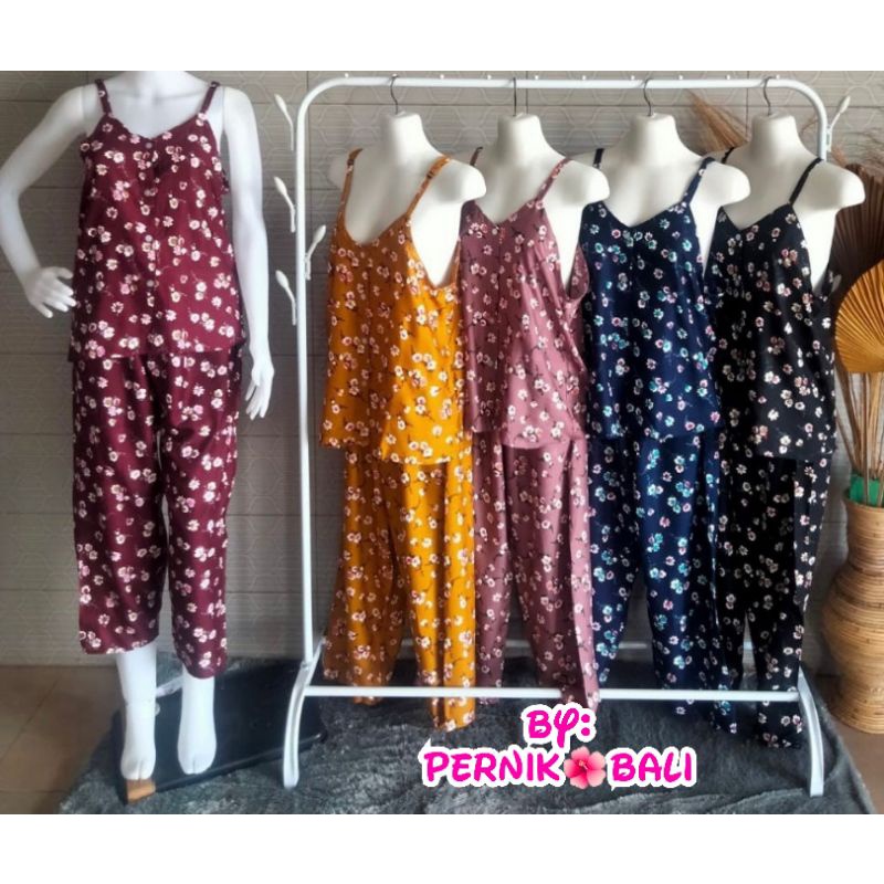 Setelan Piyama Tali celana Panjang Rayon pernikbali