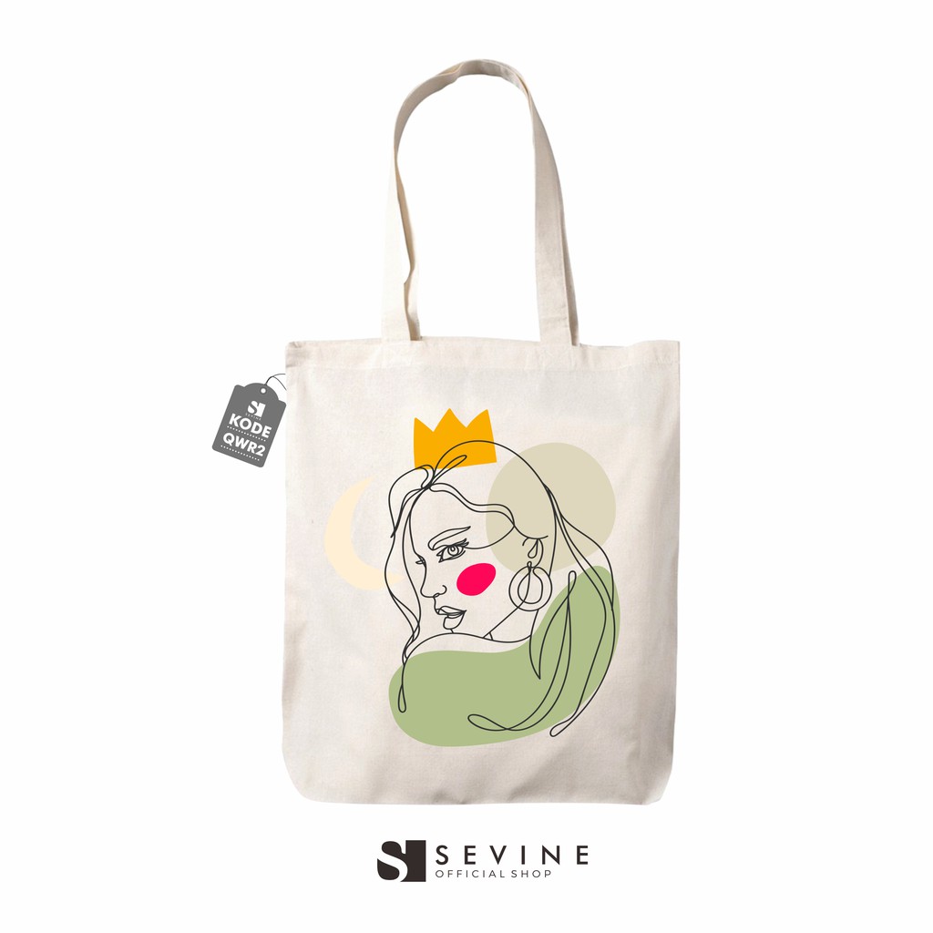 Sevine Tote Bag Resleting Tas Wanita Totebag Artsy Painting Series - QWR