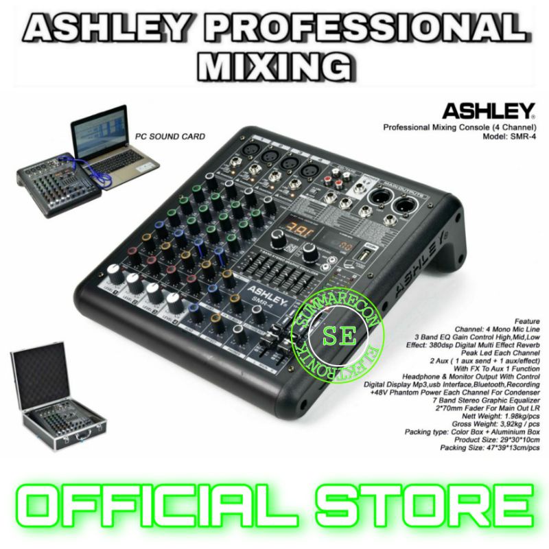 mixer 4 channel ashley original ashley smr 4 usb bluetooth recording