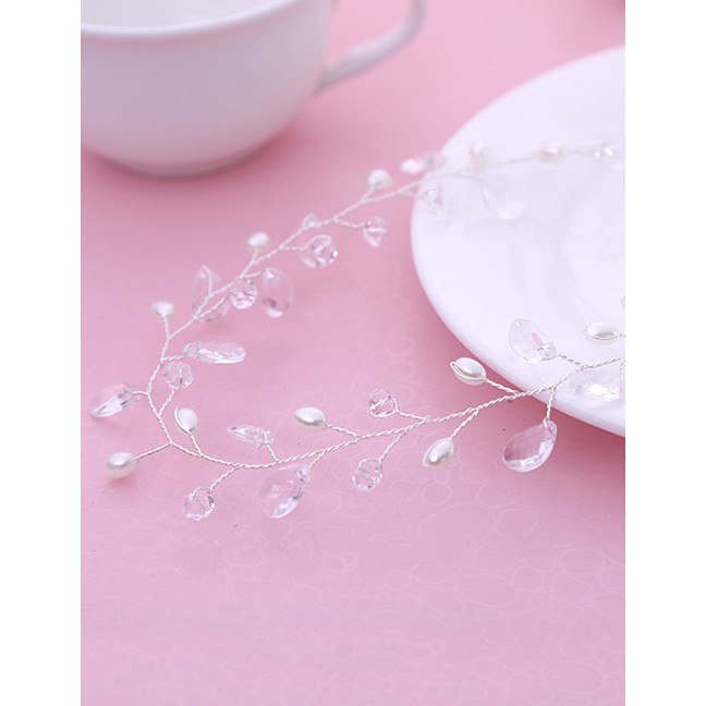 LRC Aksesoris Rambut Fashion Silver Color Waterdrop Shape Decorated Hair Accessories E58464