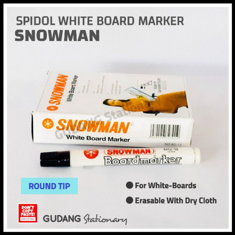 Spidol Whiteboard Marker BG-12 SNOWMAN [ Isi 12 Pcs ]