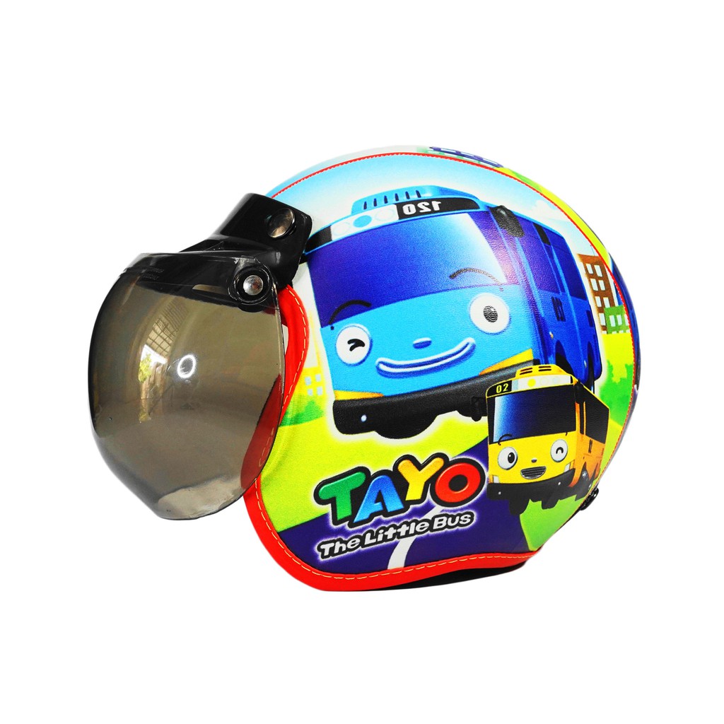 Helm Anak BOGO TAYO THE LITTLE BUS Murah / Helmet Non SNI / Helm Karakter Kartun Lucu / Helm Anak Cowok Laki Laki 3 4 5 6 7 Tahun