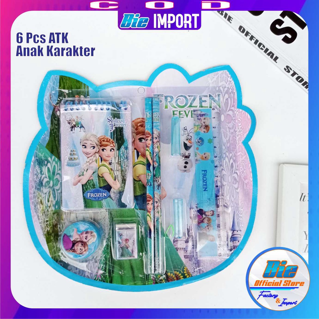 6 Pcs Alat Tulis Sekolah Anak Set Crayon Karakter Impor Best Seller