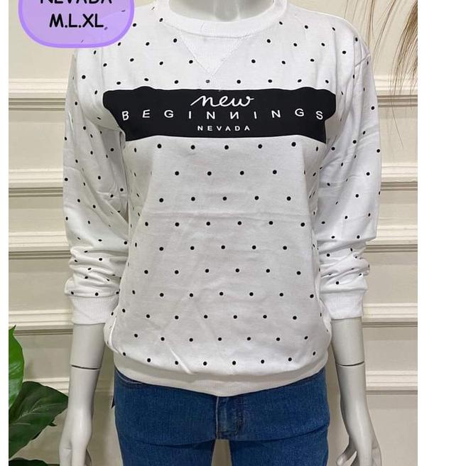 SALEE.. (NEVADA) Sweater Nevada Cewek Polkadot Terbaru | Sweater Nevada Polkadot Wanita Oversize Ful