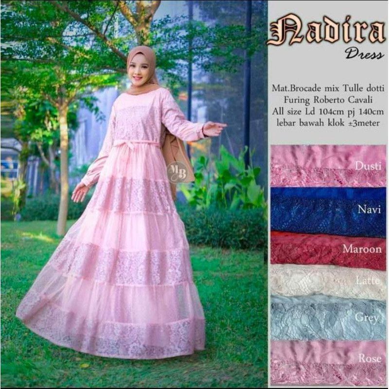 NADIRA DRESS BROKAT BRUKAT TILLE WARNA COKSU NUDE ROSE DUSTY DRESS WISUDA PESTA KONDANGAN ANAK MUDA
