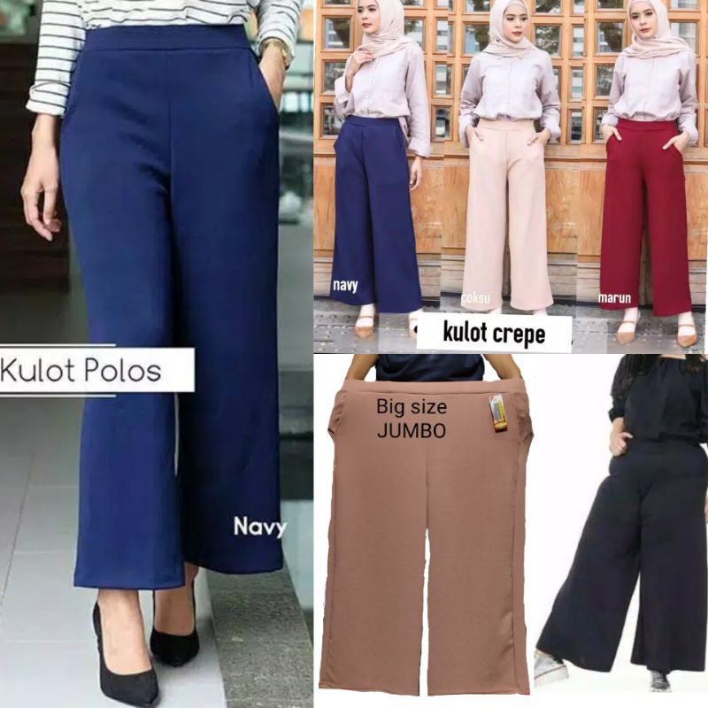 Celana panjang murah wanita Kulot crepe polos  Big size L XL XXL XXXL JUMBO8