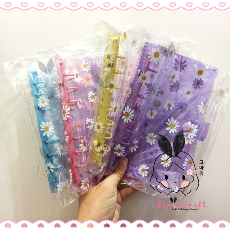 

PAKET Binder A6 DAISY Binder Motif Bunga Daisy + 5 Ziplock Campur FREE PEN STICKER PAPER CLIP