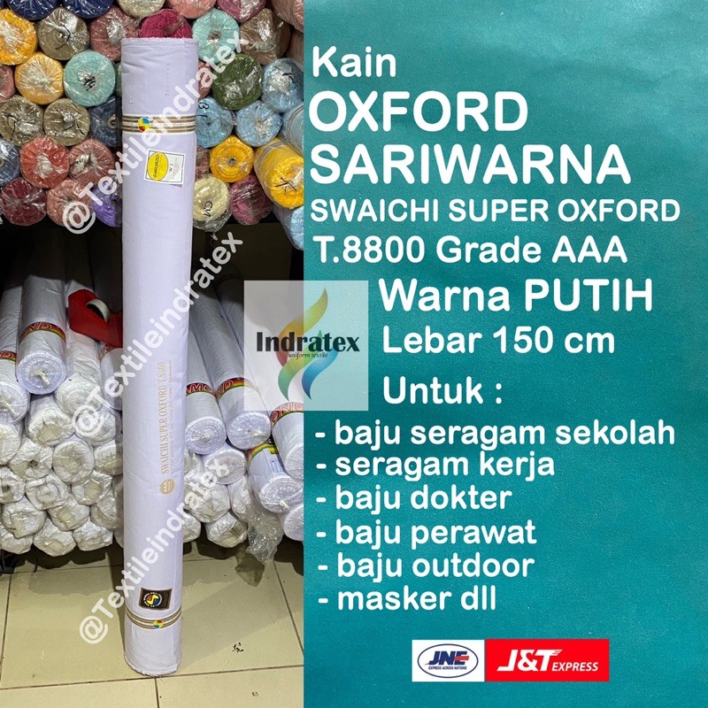 ( per 1 roll ) KAIN OXFORD SARI WARNA PUTIH SARIWARNA SWAICHI LEBAR 150 CM BAHAN BAJU SERAGAM SEKOLAH MASKER