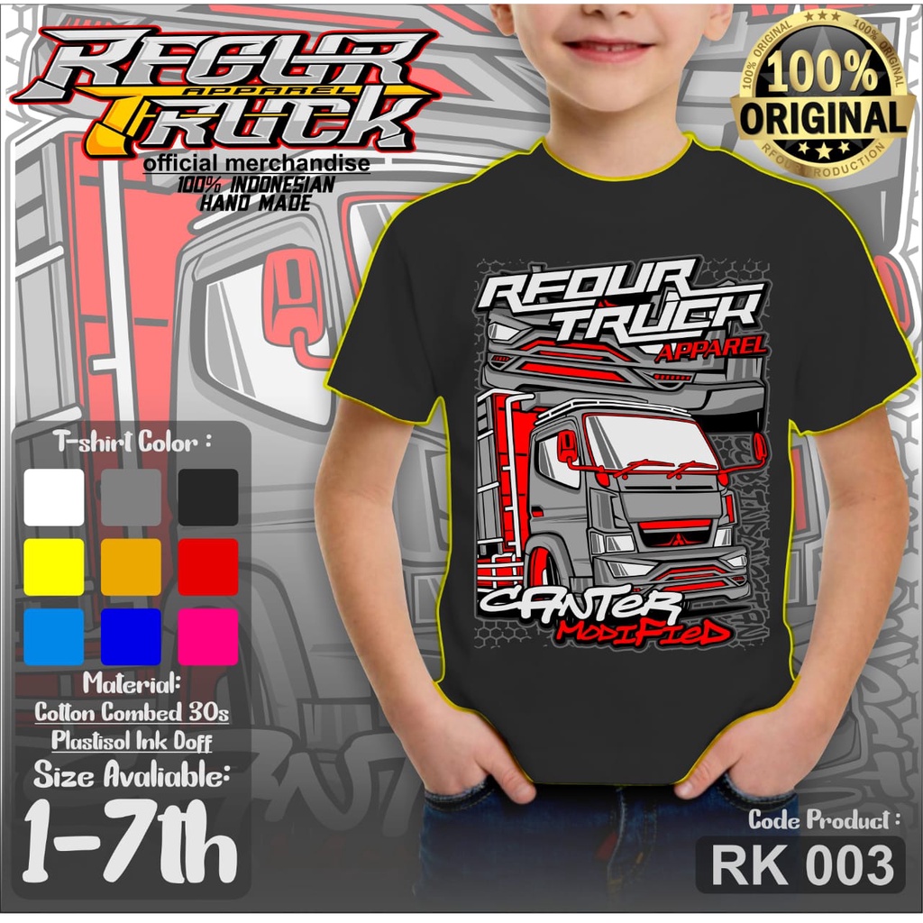 Kaos truk Mancal Canter anak usia 2-7 tahun terbaru Kaos truk canter mania anak laki laki Kaos truk oleng