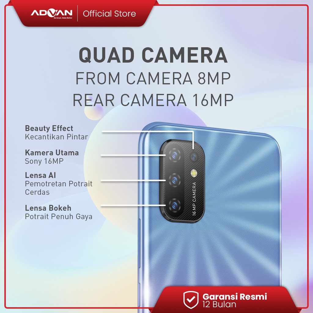 Advan G9Pro 6.6 Inci 6 GB 64 GB (Blue) Quad Camera Octacore Smartphone Android 10 Garansi Resmi-5