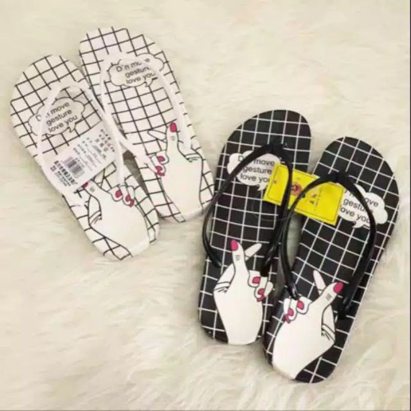 SANDAL JEPIT WANITA MOTIF SARANGHAEYO LOVE