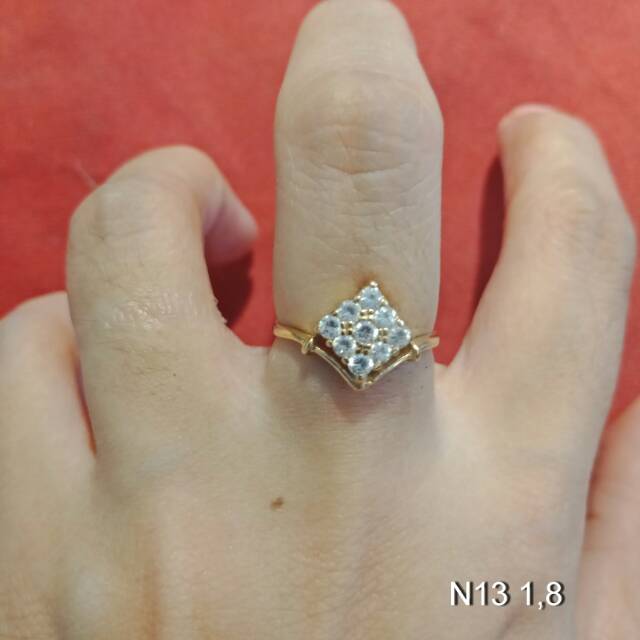 Cincin No 13 anak dan dewasa emas asli kadar 700 70% 22 1 2 g gr gram gold kuning selisih lilit wajik diamond batu