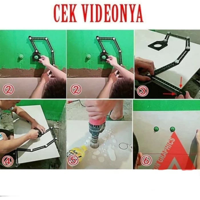 

Murah Penggaris Template Pelubang Keramik Granit Marmer / Six Fold Ruler Limited