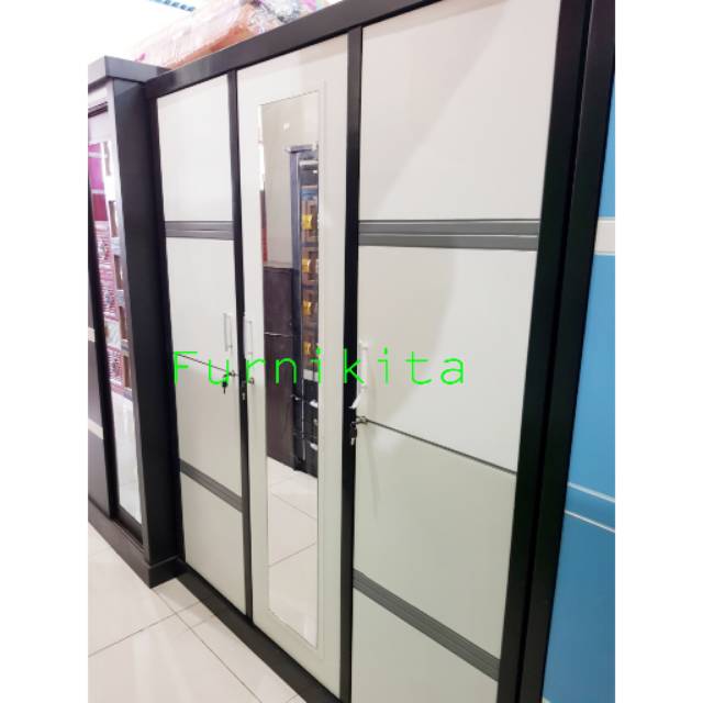  LEMARI  PAKAIAN  GANTUNG  3 PINTU COLOUR MULTIPLEX Shopee 