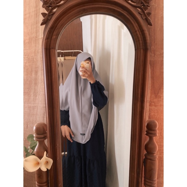 [COD] KHIMAR INSTAN SAFRA & CADAR by.Afraahijab | KHIMAR INSTAN SYARI | KHIMAR INSTAN MURAH-Soft Grey