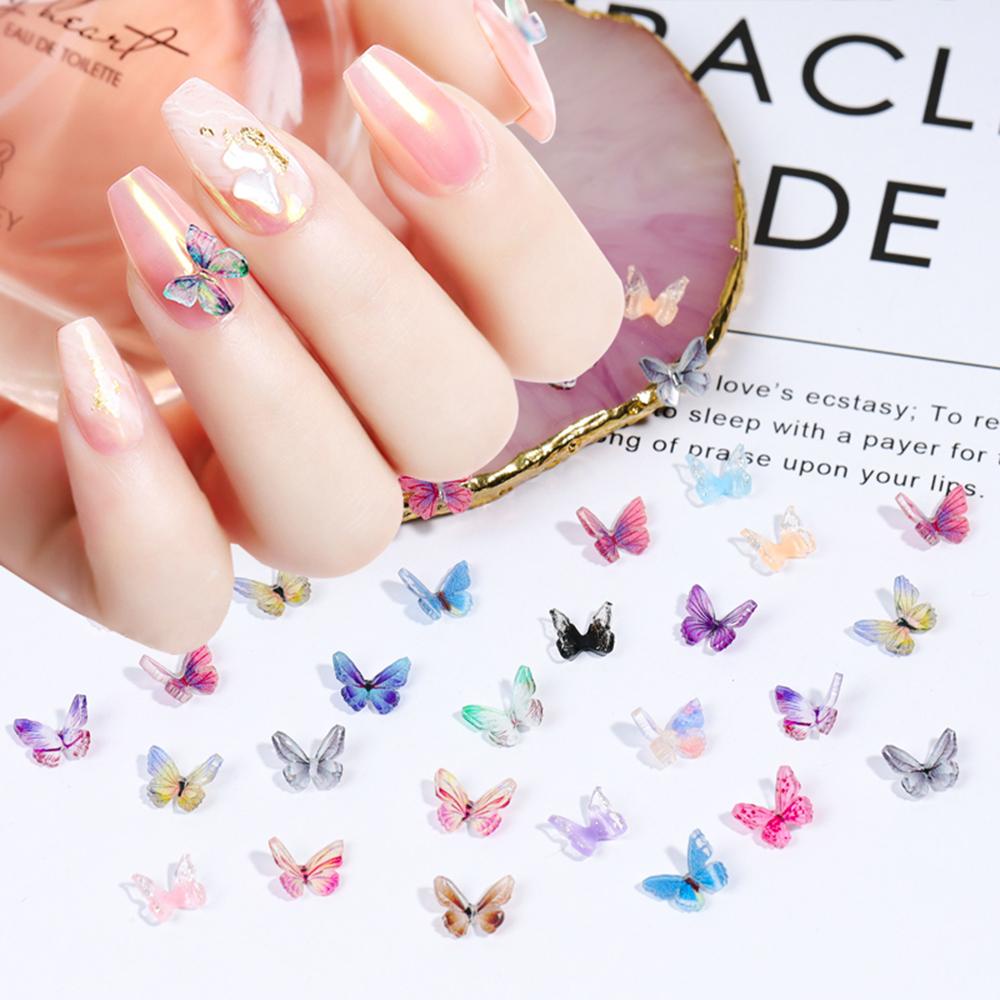 Mxbeauty 3D Kupu-Kupu Nail Art Dekorasi Indah Musim Semi Manicure Tips Warna-Warni DIY Perhiasan Kuku Berlian Imitasi