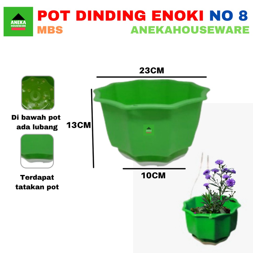 Anekahouseware Pot Gantung Dinding enoki + tatakan No 8