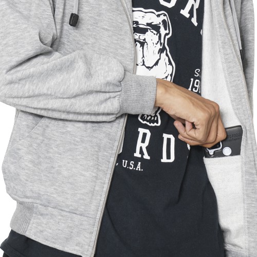 Hoodie Jaket Zipper Polos Pria Wanita Warna Abu Muda