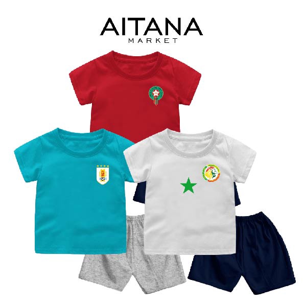 Setelan Bayi &amp; Anak World Cup Special MAROCCO SENEGAL URUGUAY Usia 6 Bulan-8 Tahun Bahan Katun Premium