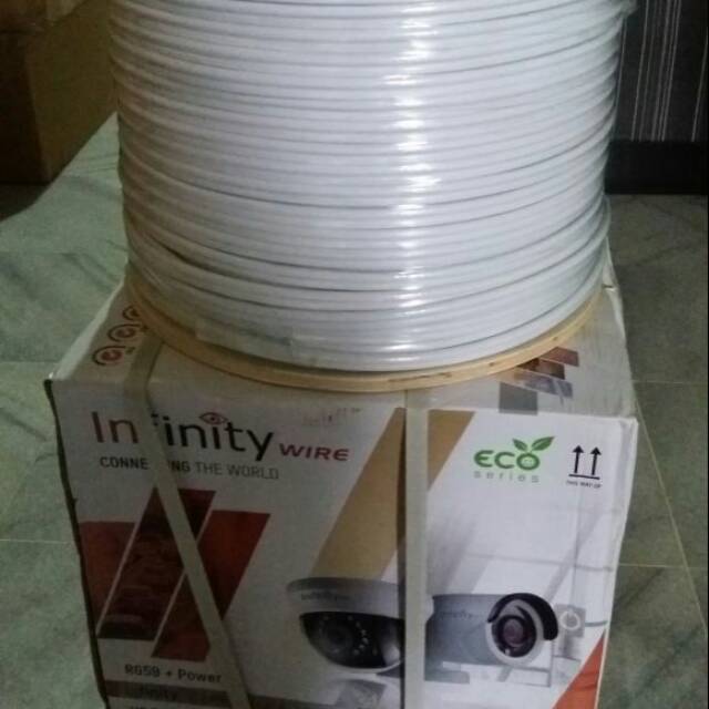 KABEL CCTV PLUS POWER RG59 merek infinity panjang 300mtr bagus dan kuat