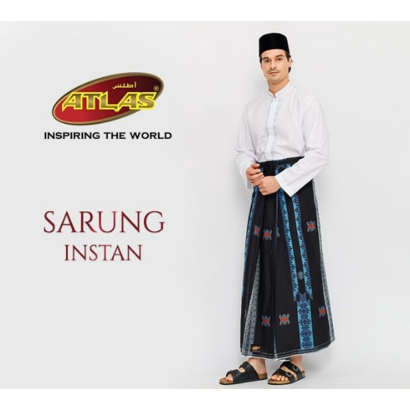 Sarung Instan Atlas super premium 955 songket kreasi Dubai Hitam Biru