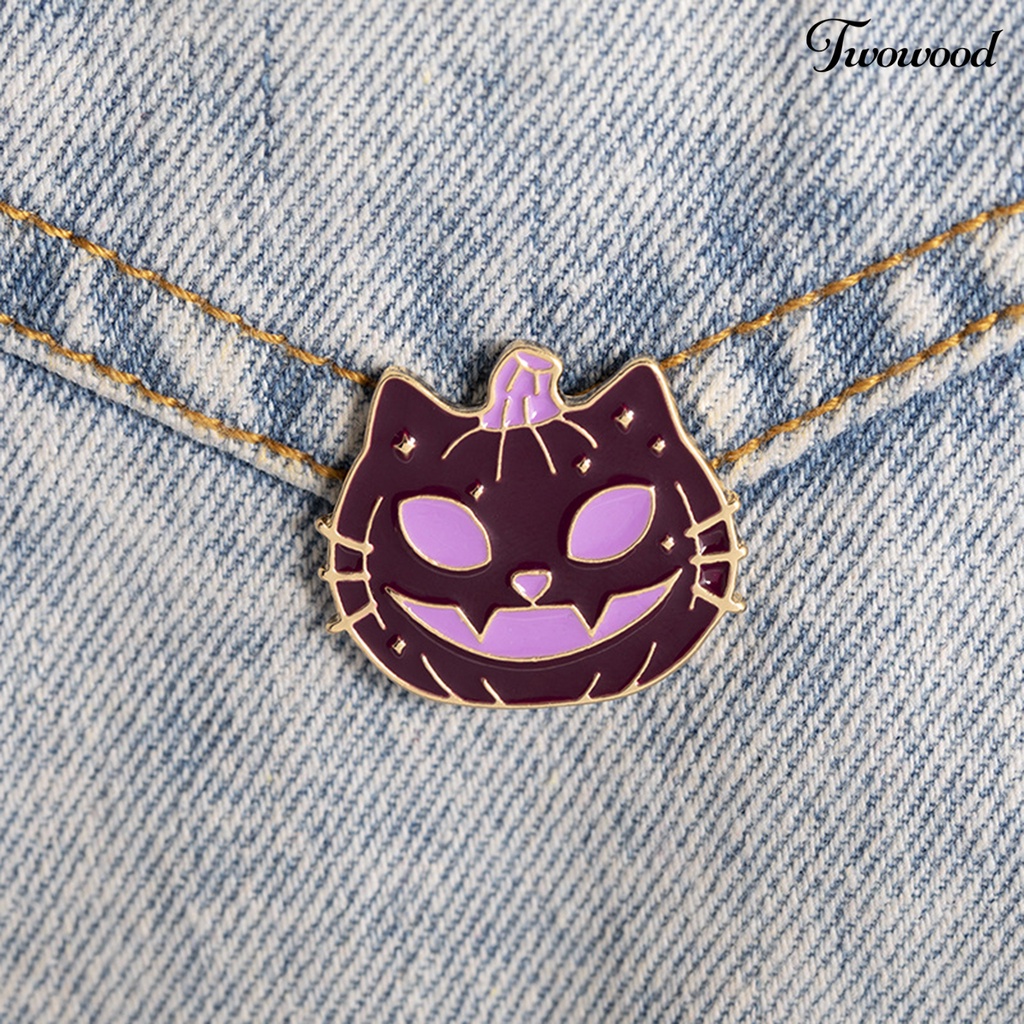 Twowood Halloween Brooch Anti-scratch Attractive Alloy Cartoon Pumpkin Brooch Pin for Backpack