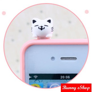 Earphone Jack Plug (Dust Plug) Kucing Lucu - Putih [EJP-0003]