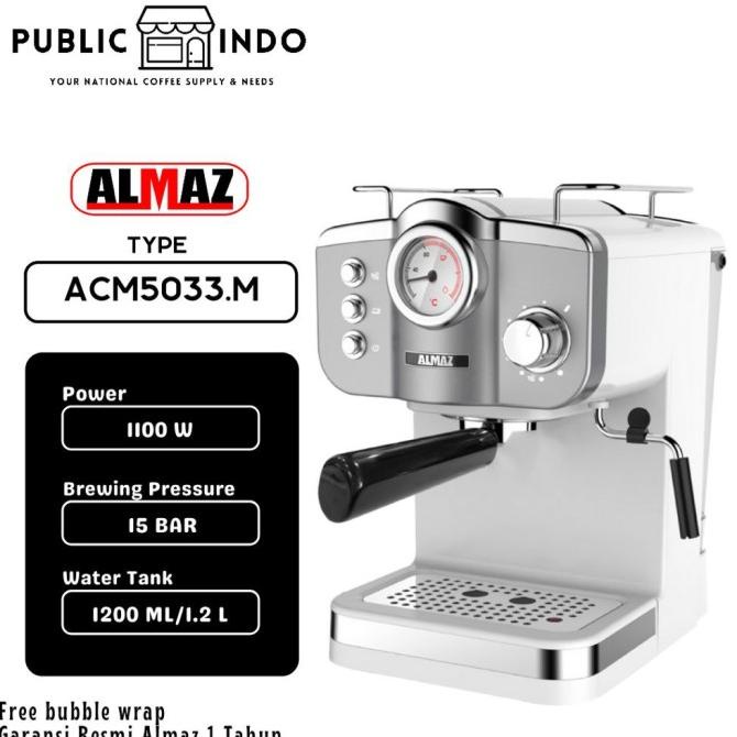 Almaz Acm5033 Metalic White Mesin Kopi Espresso-White Metallic Blue.Bias