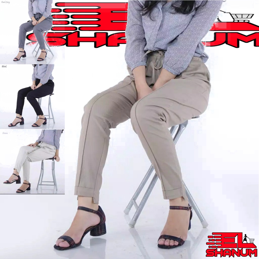 Celana Baggy Pants Wanita | Celana Panjang Wanita Katun Twill Combed Diamond Stretch | Celana Wanita