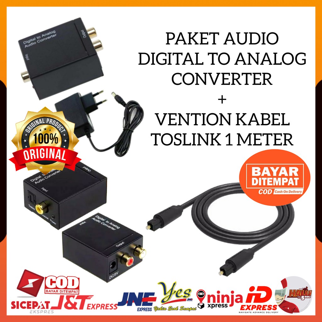 [COD] PAKET DIGITAL TO ANALOG AUDIO CONVERTER OPTICAL COAXIAL TO ANALOG RCA + KABEL OPTICAL AUDIO TV 1M / DARI TV KE SPEAKER AKTIF HOME THEATER