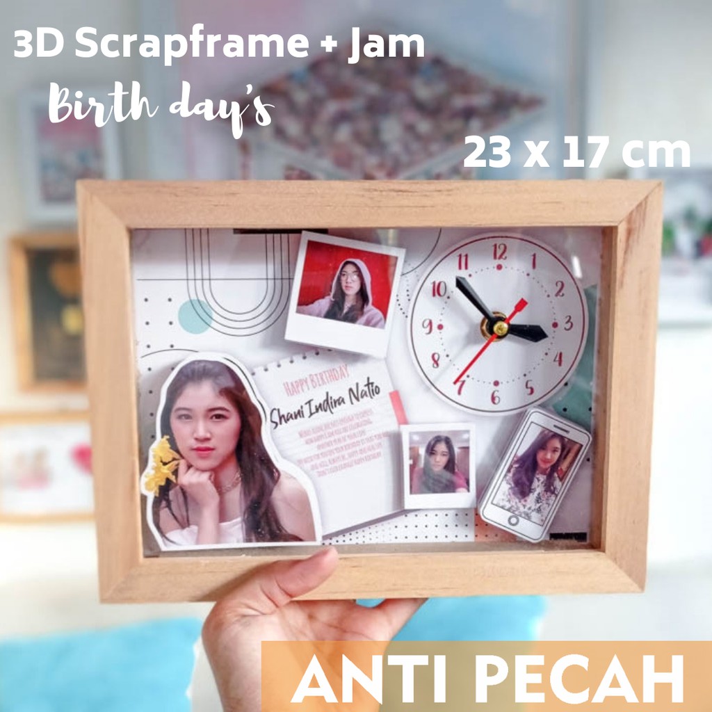 Jam Frame A5 Kado Unik Bingkai Kayu