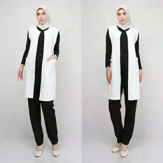 Odiva Cardi tanpa lengan rompi vest scuba sleeveless / long Vest Korean simple Cardigan Wanita