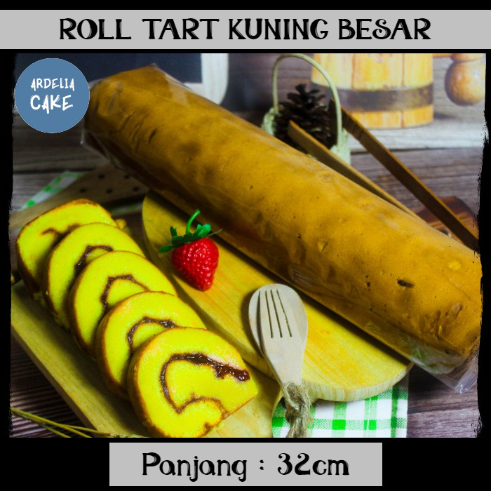 

Bolu Gulung Kuning Strawberry / kue Roll Tart Panjang / Selai Strawberry