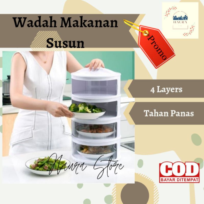 Tudung Saji Susun Rak Makanan 4 Layers Tahan Panas