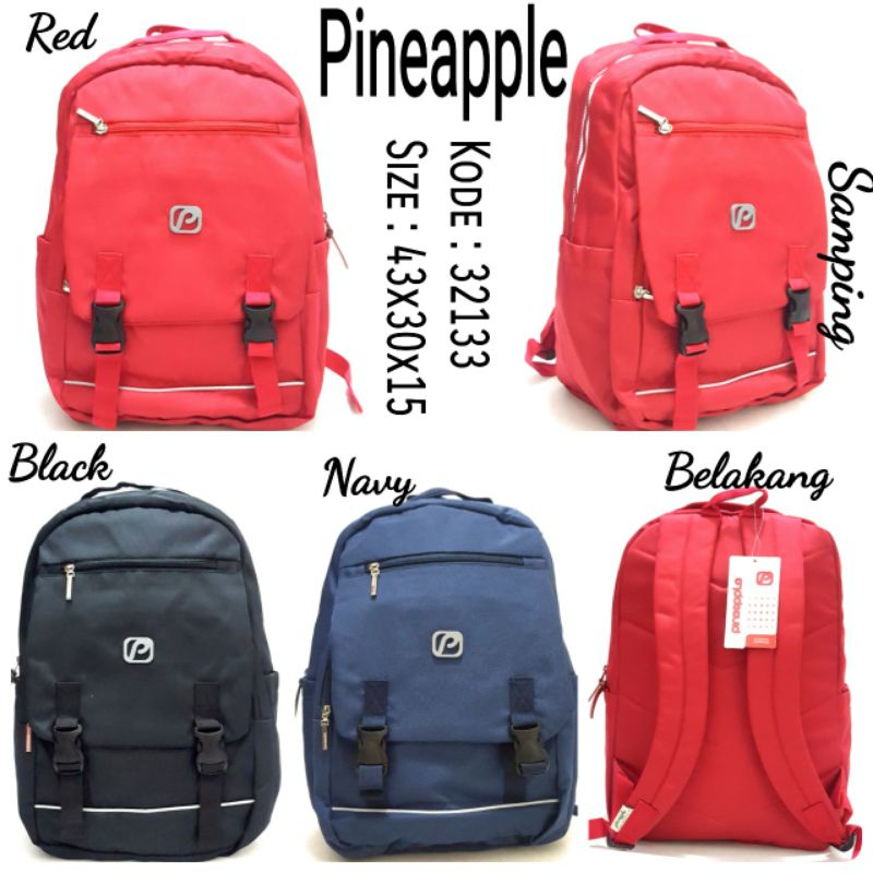 TAS RANSEL BACKPACK SEKOLAH TERBARU ANAK CEWEK TERMURAH PINEAPPLE 32133 3Warna black navy merah