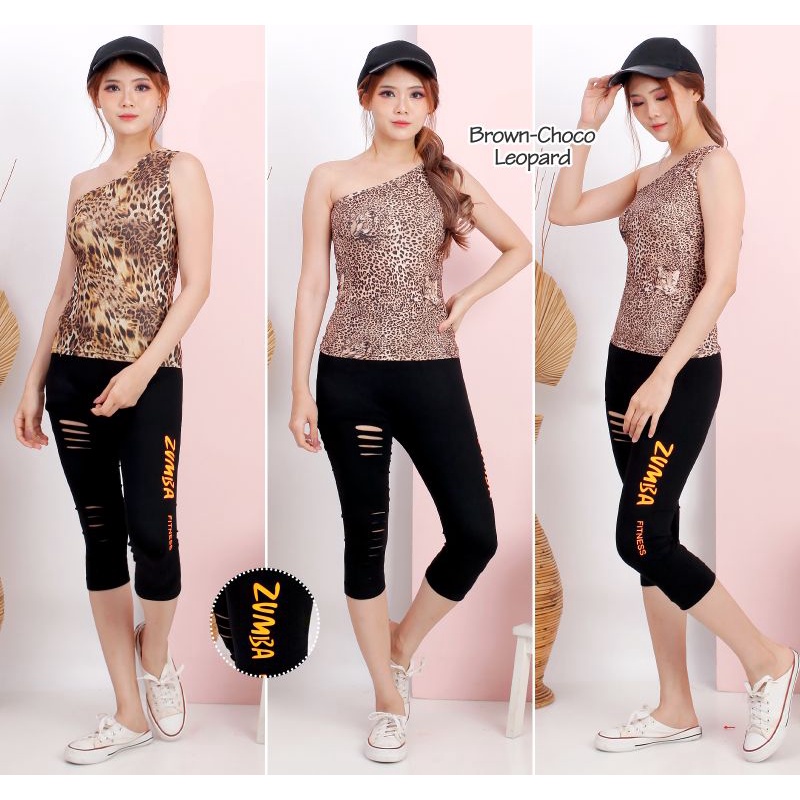 SETELAN BAJU SENAM WANITA LEOPARD
